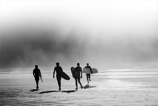 surfers ocean black and white artwork
