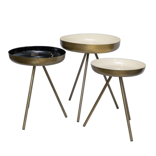 Brass black and white tables