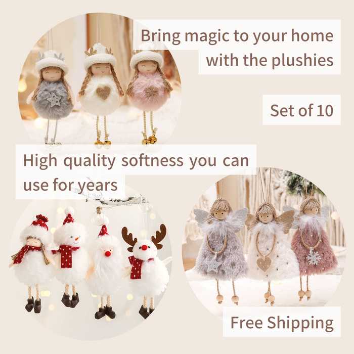 Softest Christmas Plushies I Ornaments - Set of 10